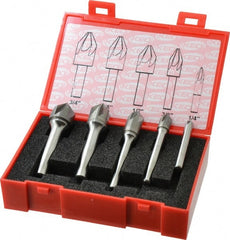 Keo - 5 Piece, 1/4 to 3/4" Head Diam, 82° Included Angle, Single End Countersink Set - Apex Tool & Supply
