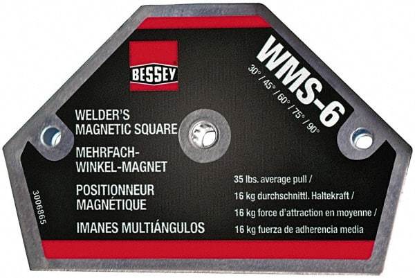 Bessey - 4" Wide x 9/16" Deep x 2-1/2" High Magnetic Welding & Fabrication Square - 35 Lb Average Pull Force - Apex Tool & Supply