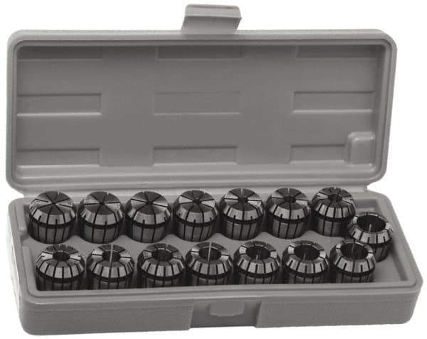 Accupro - 17 Piece, 5mm to 13mm Capacity, ER Coolant Collet Set - 0.02mm TIR, Series ER20 - Exact Industrial Supply