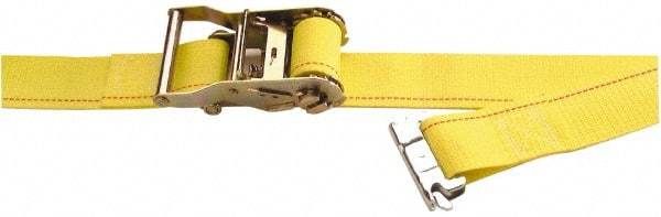 Kinedyne - 20' Long x 2" Wide, 1,000 Lb Basket Capacity, 1 Ply, Polyester Web Sling - Blue, with Ratchet Tie Down - Apex Tool & Supply