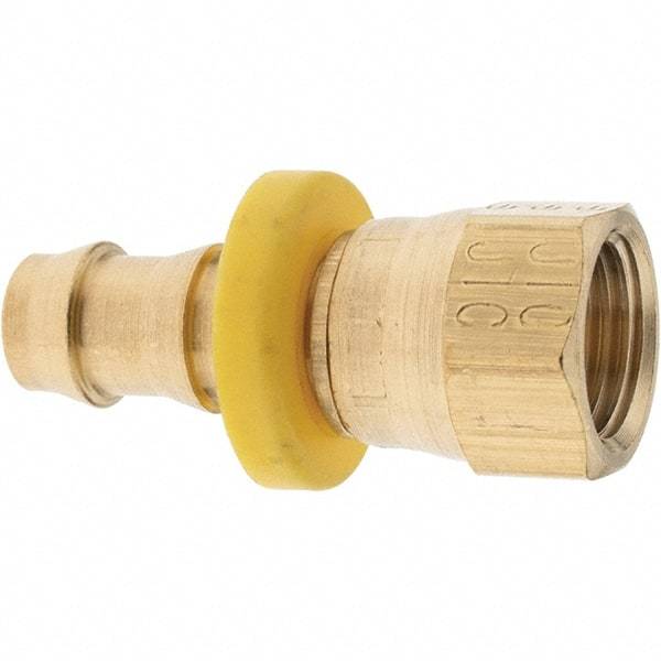 Parker - 3/8" ID 9/16-18 FJIC Barbed Push On Female Fitting - Brass - Apex Tool & Supply