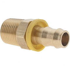Parker - 1/2" ID 1/2-14 MNPTF Barbed Push On Male Fitting - Brass - Apex Tool & Supply