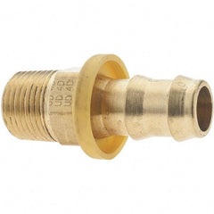 Parker - 1/2" ID 3/8-18 MNPTF Barbed Push On Male Fitting - Brass - Apex Tool & Supply