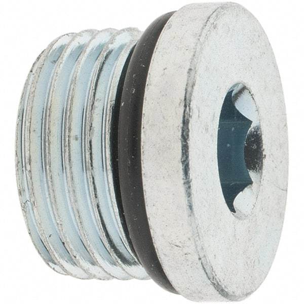 Parker - 3/4-16 Male Thread, Zinc Plated Steel Industrial Pipe Hex Socket Plug - Male Straight Thread O-Ring, 6,000 psi - Apex Tool & Supply