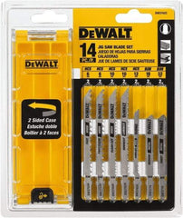 DeWALT - 14 Piece, 3" to 5" Long, 6 to 32 Teeth per Inch, Bi-Metal Jig Saw Blade Set - Toothed Edge, T-Shank - Apex Tool & Supply