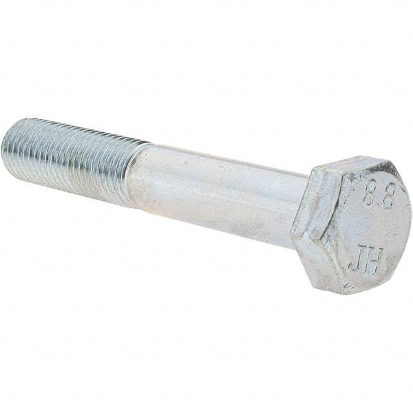 Value Collection - M12x1.50mm Metric Fine, 75mm Long Hex Head Cap Screw - Partially Threaded, Grade 8.8 Steel, Zinc-Plated Finish, 19mm Hex - Apex Tool & Supply