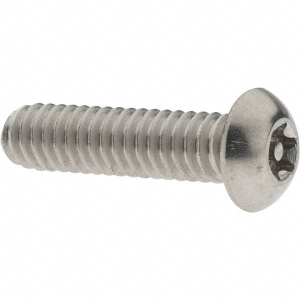 Value Collection - 1/4-20 UNC Pin In Torx Drive, Button Screw - Grade 18-8 Stainless Steel, Uncoated, 1" Length Under Head - Apex Tool & Supply