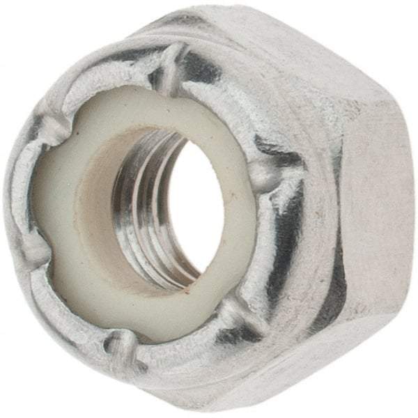 Value Collection - 1/4-20 UNC 18-8 Hex Lock Nut with Nylon Insert - 7/16" Width Across Flats, 19/64" High - Apex Tool & Supply