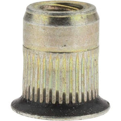 Value Collection - 5/16-18, 0.53 Insert Diam, 0.69" OAL, Sealed Head Open End Threaded Insert - 0.5312" Hole Diam, 0.685" Head Diam, 1008/1010 Steel, Clear Protective Coating & Zinc Yellow Dichromate Finish - Apex Tool & Supply