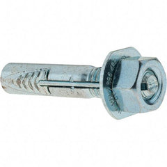 Value Collection - 3/8" Diam, 3/8" Drill, 2" OAL, Wedge Expansion Concrete Anchor - Steel, Zinc-Plated Finish, Hex Nut Head, Hex Drive, 3/4" Thread Length - Apex Tool & Supply