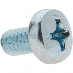 Value Collection - M6x1.00, 10mm Length Under Head Phillips Drive Machine Screw - Pan Head, Grade 4.8 Steel, Zinc-Plated Finish, Without Washer - Apex Tool & Supply