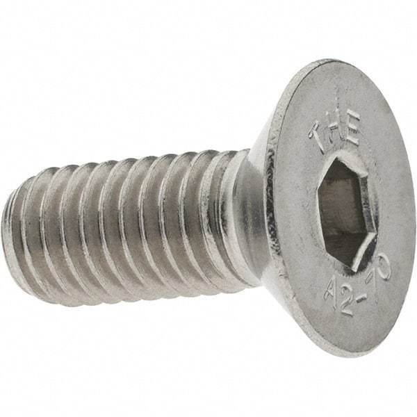 Value Collection - M8x1.25 Metric Coarse Hex Socket Drive, 90° Flat Screw - Grade 18-8 Stainless Steel, Fully Threaded, 20mm OAL - Apex Tool & Supply