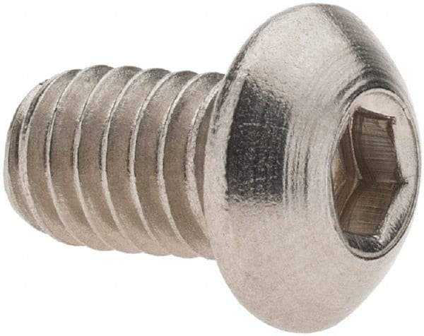 Made in USA - 5/16-18 UNC Hex Socket Drive, Button Screw - Grade 18-8 Stainless Steel, 1/2" Length Under Head - Apex Tool & Supply
