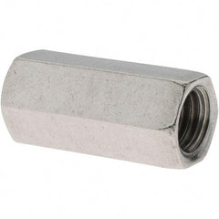 Value Collection - 3/8-16 UNC, 1-1/8" OAL Stainless Steel Standard Coupling Nut - 1/2" Width Across Flats - Apex Tool & Supply