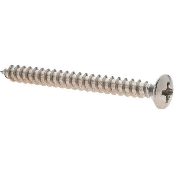 Value Collection - #8 Oval Head Phillips Sheet Metal Screw - Stainless Steel, 1-3/4" Length Under Head, Grade 18-8 - Apex Tool & Supply
