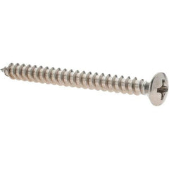 Value Collection - #8 Oval Head Phillips Sheet Metal Screw - Stainless Steel, 1-3/4" Length Under Head, Grade 18-8 - Apex Tool & Supply