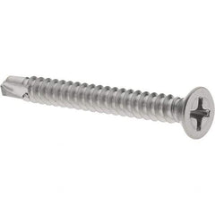 Value Collection - #8, Flat Head, Phillips Drive, 1-1/2" OAL, #2 Point, Self Drilling Screw - Grade 410 Stainless Steel - Apex Tool & Supply