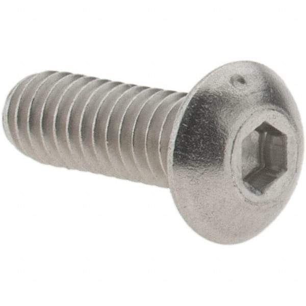 Value Collection - #8-32 UNC Hex Socket Drive, Button Screw - Grade 316 Stainless Steel, Uncoated, 1/2" Length Under Head - Apex Tool & Supply