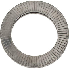 Made in USA - 1.1496" OD, Uncoated, Stainless Steel Wedge Lock Washer - Grade 316L, 0.7598 to 0.7756" ID - Apex Tool & Supply