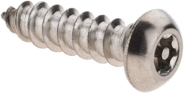 Value Collection - #14 Button Head Pin In Torx Sheet Metal Screw - Stainless Steel, 1" Length Under Head, Grade 18-8, T27 Drive - Apex Tool & Supply