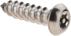 Value Collection - #14 Button Head Pin In Torx Sheet Metal Screw - Stainless Steel, 1" Length Under Head, Grade 18-8, T27 Drive - Apex Tool & Supply