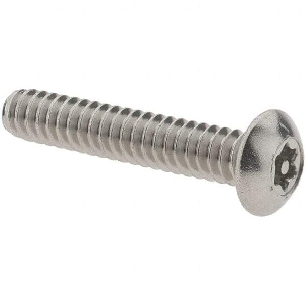 Value Collection - #6-32 UNC Pin In Torx Drive, Button Screw - Grade 18-8 Stainless Steel, Uncoated, 3/4" Length Under Head - Apex Tool & Supply