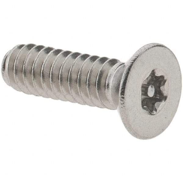 Value Collection - #6-32 UNC Pin In Torx Drive, Flat Screw - Grade 18-8 Stainless Steel, Uncoated, 1/2" OAL - Apex Tool & Supply