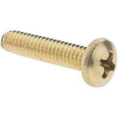 Value Collection - #8-32 UNC, 3/4" Length Under Head Phillips Drive Machine Screw - Pan Head, Brass, Without Washer - Apex Tool & Supply