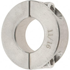 Value Collection - 11/16" Bore, Stainless Steel, Two Piece Two Piece Split Shaft Collar - 1-1/2" Outside Diam, 1/2" Wide - Apex Tool & Supply