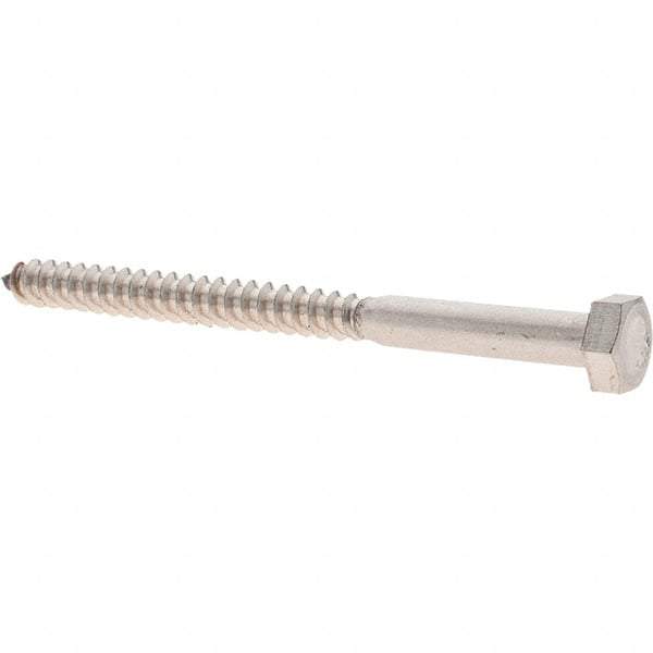 Made in USA - 5/16 Screw, 4" Length Under Head, Stainless Steel, Hex Head Lag Screw - Uncoated, Grade 18-8 - Apex Tool & Supply