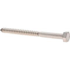 Made in USA - 5/16 Screw, 4" Length Under Head, Stainless Steel, Hex Head Lag Screw - Uncoated, Grade 18-8 - Apex Tool & Supply