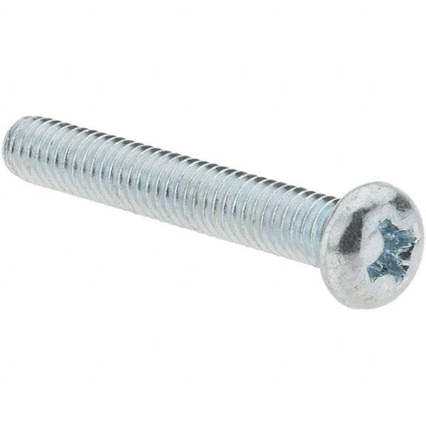 Value Collection - M4x0.70, 25mm Length Under Head Phillips Drive Machine Screw - Pan Head, Grade 4.8 Steel, Zinc-Plated Finish, Without Washer - Apex Tool & Supply
