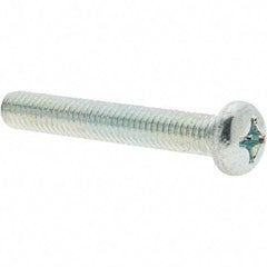 Value Collection - M6x1.00, 40mm Length Under Head Phillips Drive Machine Screw - Pan Head, Grade 4.8 Steel, Zinc-Plated Finish, Without Washer - Apex Tool & Supply