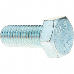 Value Collection - M14x2.00mm Metric Coarse, 35mm Length Under Head Hex Head Cap Screw - Fully Threaded, Grade 10.9 Steel, Zinc-Plated Finish, 22mm Hex - Apex Tool & Supply