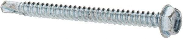 Value Collection - #8, Hex Washer Head, Hex Drive, 2" Length Under Head, #3 Point, Self Drilling Screw - Steel, Zinc-Plated Finish - Apex Tool & Supply