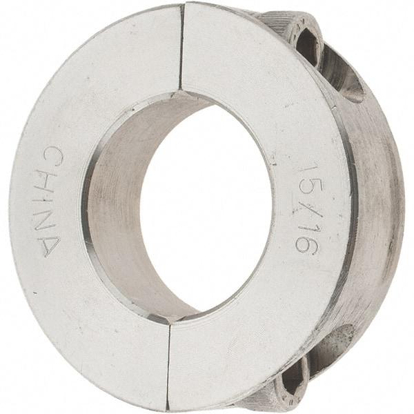 Value Collection - 15/16" Bore, Stainless Steel, Two Piece Two Piece Split Shaft Collar - 1-3/4" Outside Diam, 1/2" Wide - Apex Tool & Supply