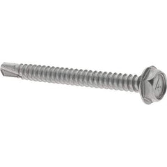 Value Collection - #10, Hex Washer Head, Hex Drive, 2" Length Under Head, #2 Point, Self Drilling Screw - Grade 410 Stainless Steel - Apex Tool & Supply