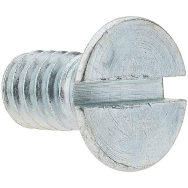 Value Collection - 1/4-20 UNC, 1/2" OAL Slotted Drive Machine Screw - Flat Head, Grade 2 Steel, Zinc-Plated Finish, Without Washer - Apex Tool & Supply