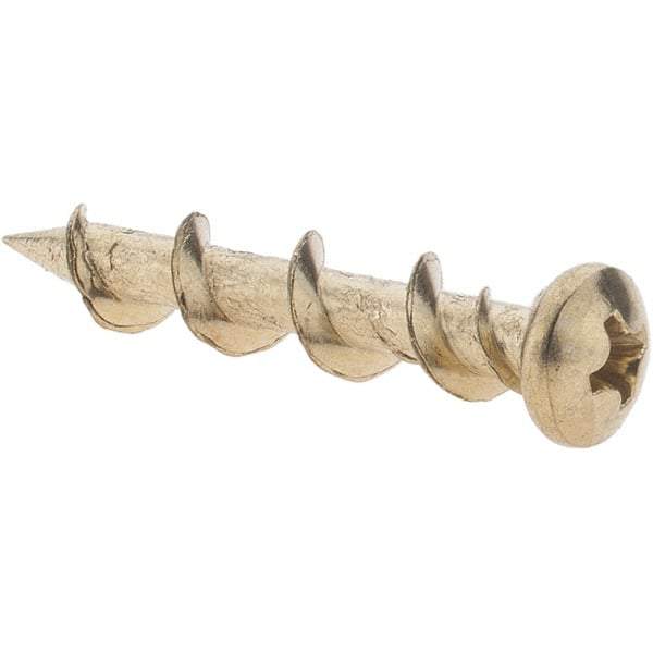 Value Collection - 1/4", 1-1/4" Length Under Head, Phillips Drive Pan Head, Steel Drywall Screws - Brass Finish, Grade 1018 - Apex Tool & Supply