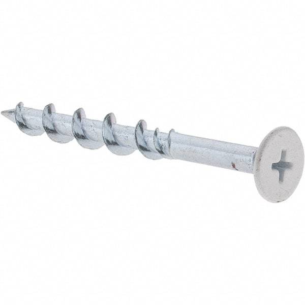 Value Collection - 1/4", 2-1/4" Length Under Head, Phillips Drive Wafer Head, Steel Drywall Screws - White Finish, Grade 1018 - Apex Tool & Supply