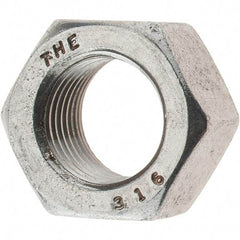 Value Collection - 1/2-20 UNF Stainless Steel Right Hand Hex Nut - 3/4" Across Flats, 7/16" High, Uncoated - Apex Tool & Supply