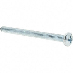 Value Collection - #8-32 UNC, 2" Length Under Head Phillips Drive Machine Screw - Pan Head, Grade 2 Steel, Zinc-Plated Finish, Without Washer - Apex Tool & Supply