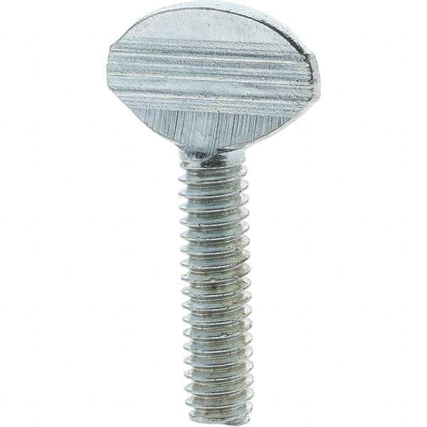 Value Collection - 1/4-20 Oval Shoulderless Grade 2 Steel Thumb Screw - 1" OAL, Zinc-Plated Finish - Apex Tool & Supply