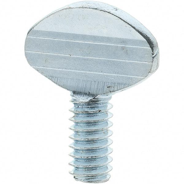 Value Collection - 1/4-20 Oval Shoulderless Grade 2 Steel Thumb Screw - 1/2" OAL, Zinc-Plated Finish - Apex Tool & Supply