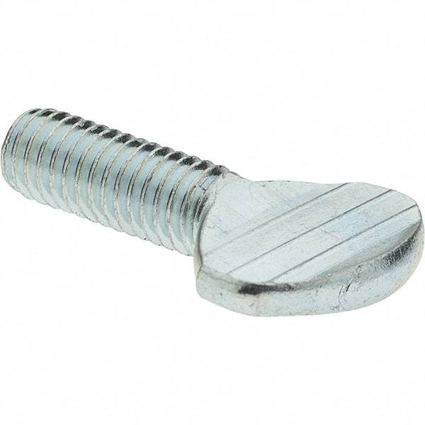 Value Collection - #10-32 Oval Shoulderless Grade 2 Steel Thumb Screw - 1/2" OAL, Zinc-Plated Finish - Apex Tool & Supply