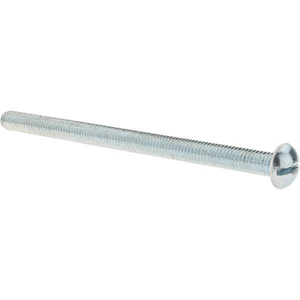 Value Collection - 3/8-16 UNC, 6" Length Under Head Slotted Drive Machine Screw - Round Head, Alloy Steel, Zinc-Plated Finish, Without Washer - Apex Tool & Supply