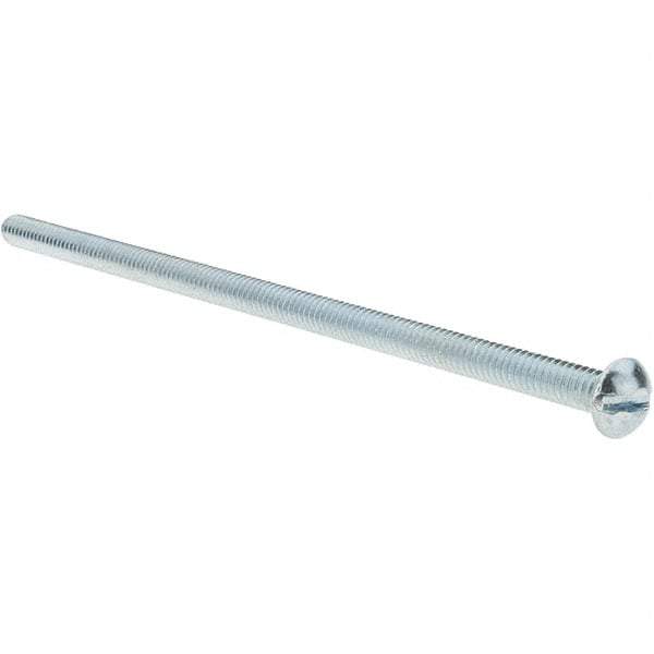 Value Collection - 1/4-20 UNC, 6" Length Under Head Slotted Drive Machine Screw - Round Head, Grade 2 Alloy Steel, Zinc-Plated Finish, Without Washer - Apex Tool & Supply
