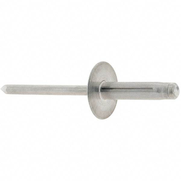 RivetKing - Large Flange Head Aluminum Peel Blind Rivet - Aluminum Mandrel, 0.063" to 1/4" Grip, 3/16" Body Diam - Apex Tool & Supply