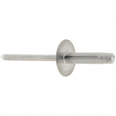 RivetKing - Large Flange Head Aluminum Peel Blind Rivet - Aluminum Mandrel, 0.063" to 1/4" Grip, 3/16" Body Diam - Apex Tool & Supply