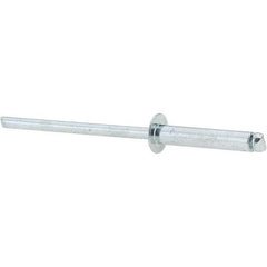 Value Collection - Size 48 Dome Head Steel Open End Blind Rivet - Steel Mandrel, 0.376" to 1/2" Grip, 1/4" Head Diam, 0.129" to 0.133" Hole Diam, 0.65" Length Under Head, 1/8" Body Diam - Apex Tool & Supply